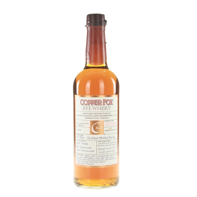 Wasmund's Copper Fox Rye Whiskey (750ml)